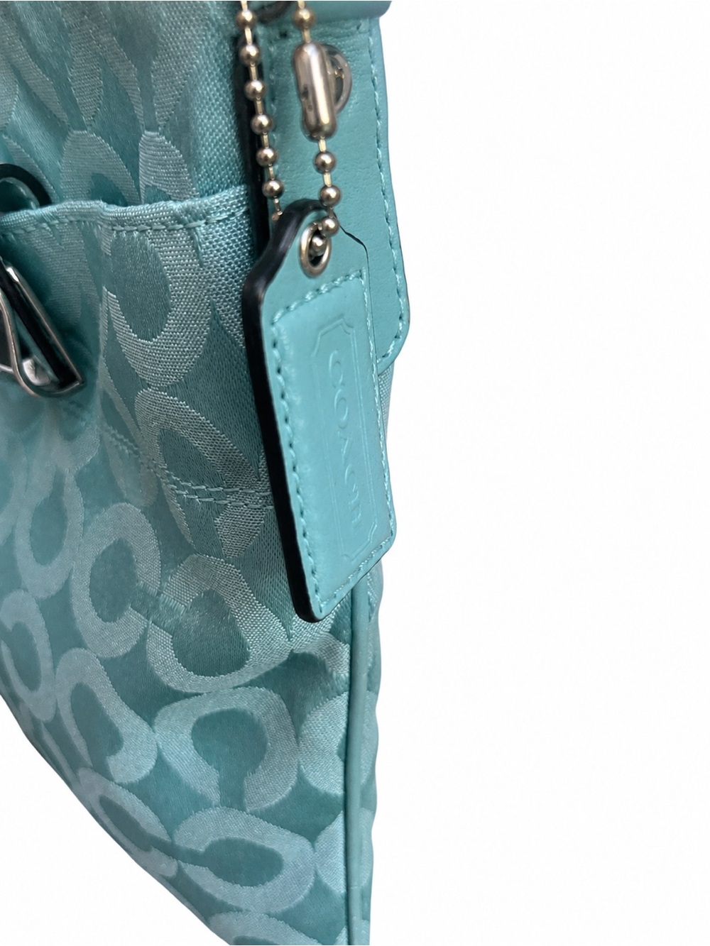 Coach Kristin 2009 RARE Color Teal/Turquoise Signature SwingPack . - Picture 5 of 8